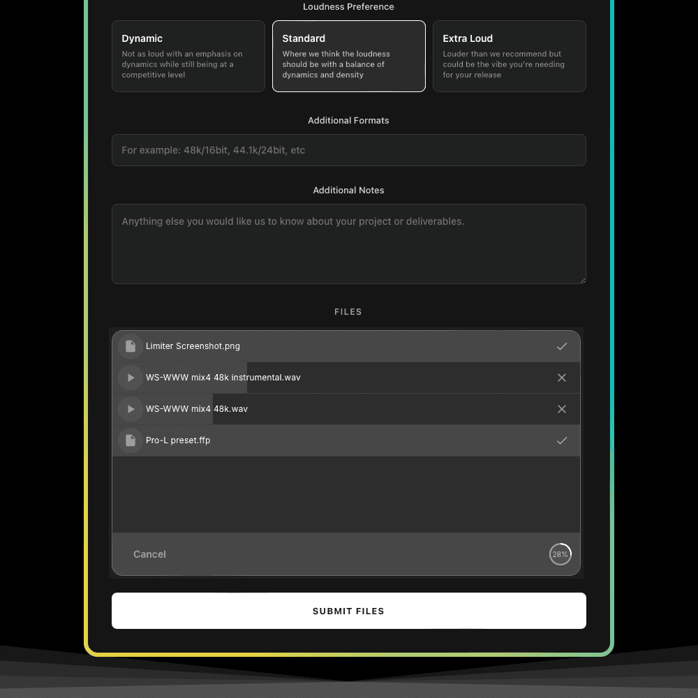 Mastering upload portal